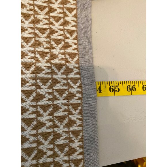 Michael Kors Brown & White Logo Knit Scarf Acrylic - Picture 5 of 6